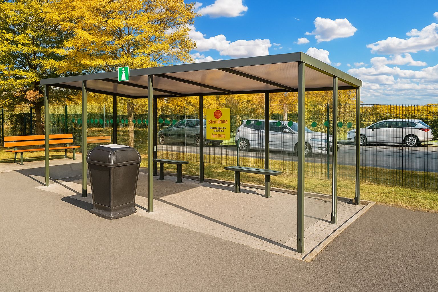 Abri fumeurs à toiture plane - Medium_3