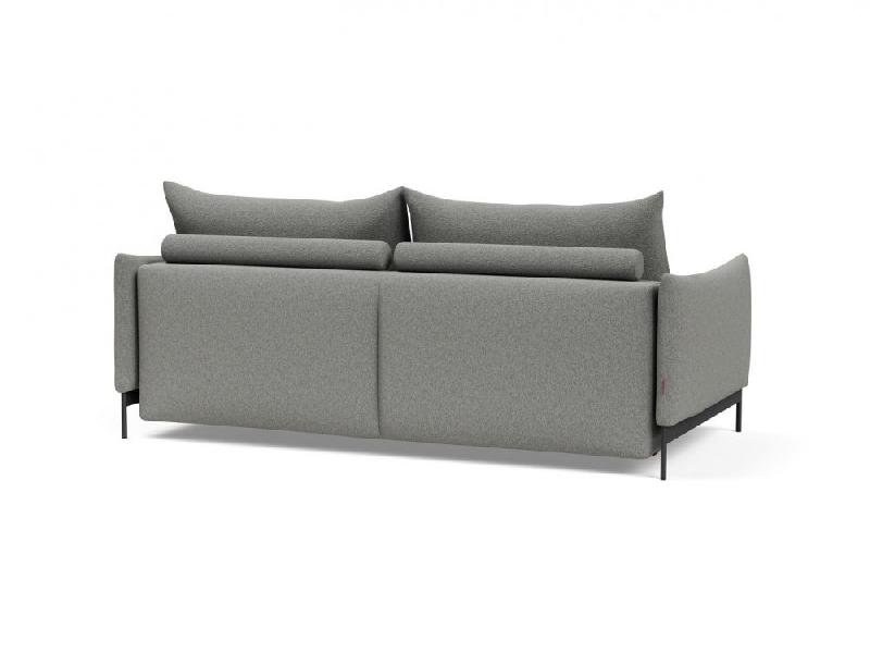 Canapé convertible design Malloy - Pieds métal - 150x200 cm - Tissu bouclé Ash Grey - Innovation Living_3