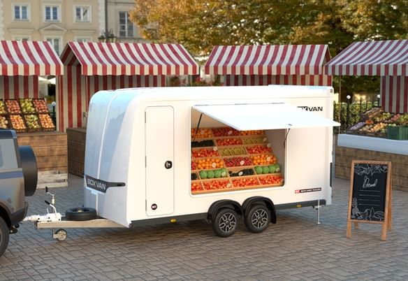 Remorque fourgon premium avec porte arrière multifonction innovante pour moto, déménagement et exposition - BOX VAN_3