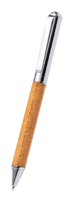 Parure - Stylo bille et roller en métal avec cuir recyclé - Encre bleue - Livrés dans une boîte en papier kraft_3