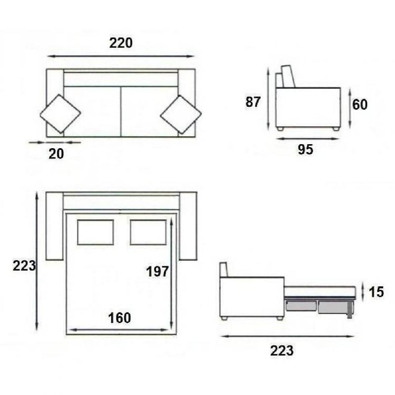 Canapé lit 4 places express - lattes 160 cm - matelas 16 cm - tête de lit intégrée - polyuréthane marron_3