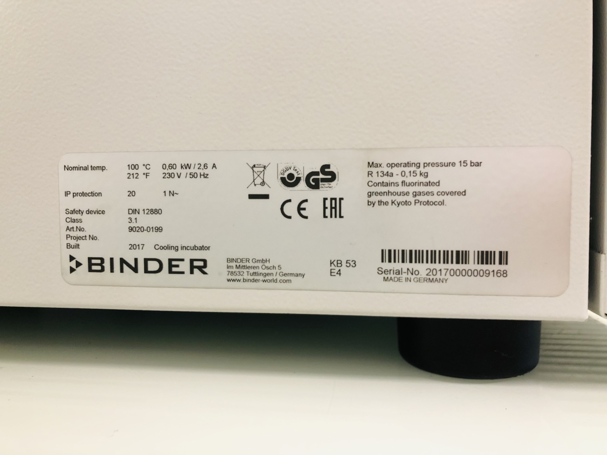 Incubateur réfrigéré de laboratoire - Occasion - binder kb53_3