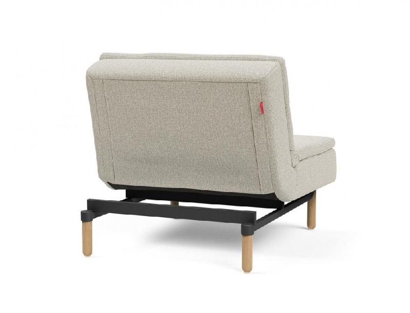 Fauteuil design Dublexo Stem convertible - Lit 90x115 cm - Pieds obus en chêne naturel - Tissu Mixed Dance Natural_3