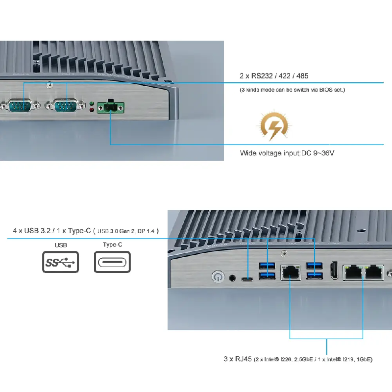 Panel PC industriel fanless 21,5 pouces - EVI-215WCC-12th - Supervision, HMI et automatisation_3