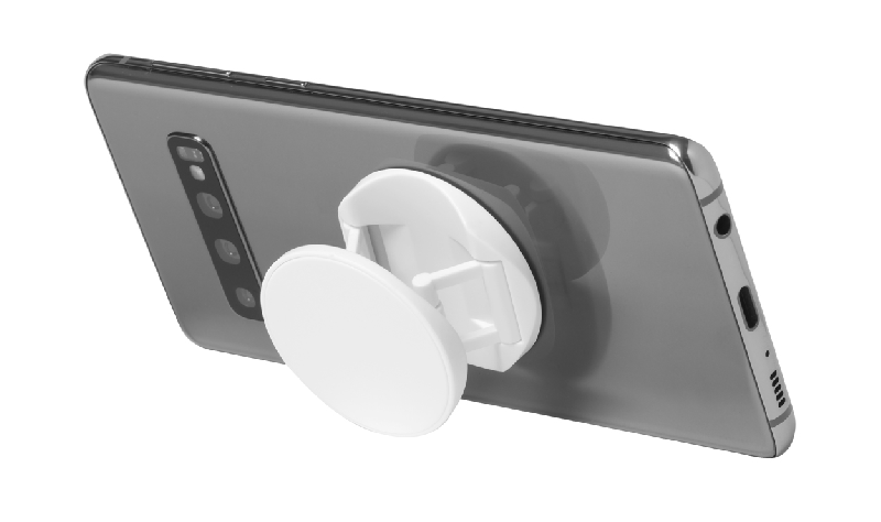 Support antibactérien pour téléphone portable - plastique rond avec base auto-adhésive - conforme ISO 22196_3