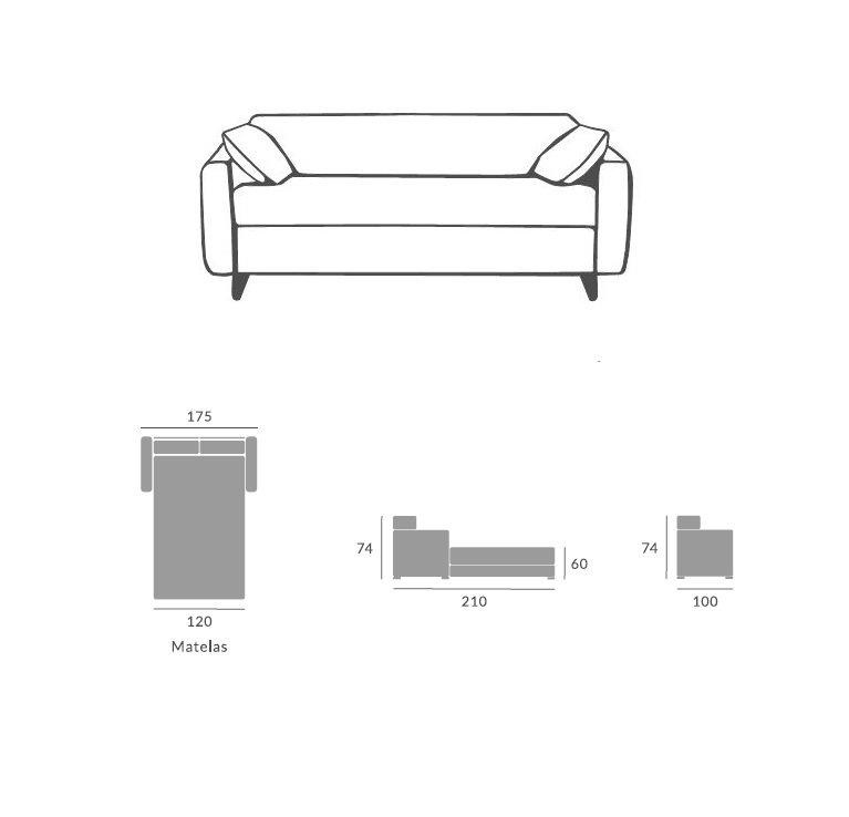 Canapé convertible express CONCA 120x190 cm - tissu personnalisable - matelas 13 cm - ouverture rapide_3