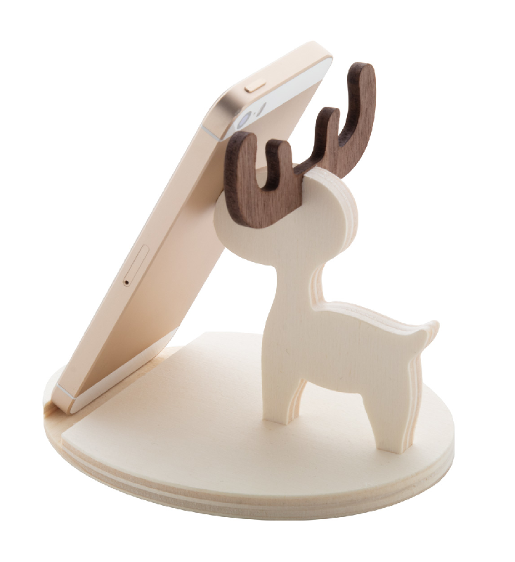 Support pour téléphone en bois de bouleau - Forme de renne - Couleur naturelle - Poids 22,33 g_3