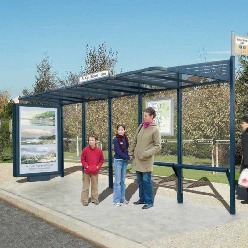 ABRI BUS CONVIVIALE / structure en acier /  bardage en acier / avec banquette et assis-debout / 300 X 220 CM_3