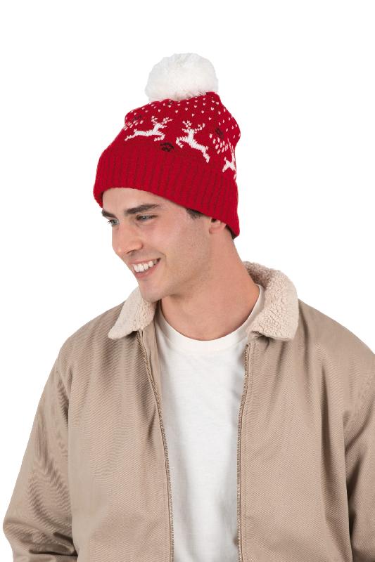 Bonnet de Noël motifs rennes - K-up - 100% acrylique et polyester - Réf: KP512_3