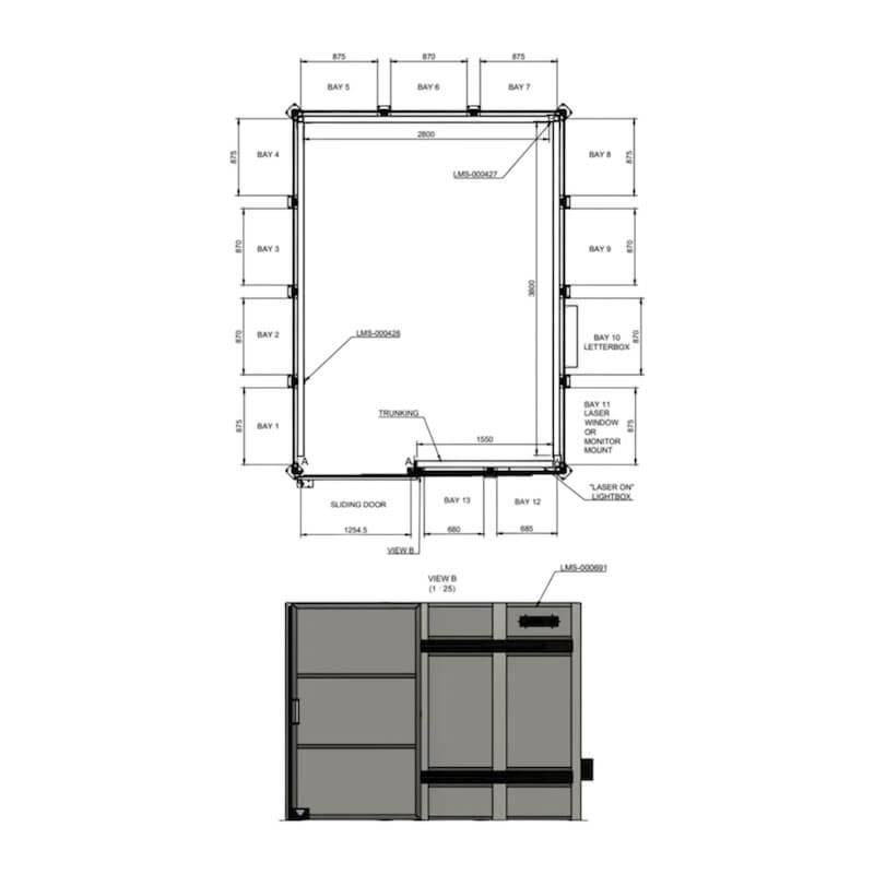 Cabine de soudage laser classe 4 - 4x3m avec porte coulissante_3