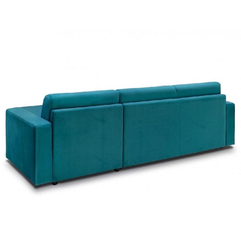 Canapé d'angle convertible MAESTRO - Velours bleu paon - Matelas 18 cm - Couchage 140 x 197 cm - Ouverture express_3