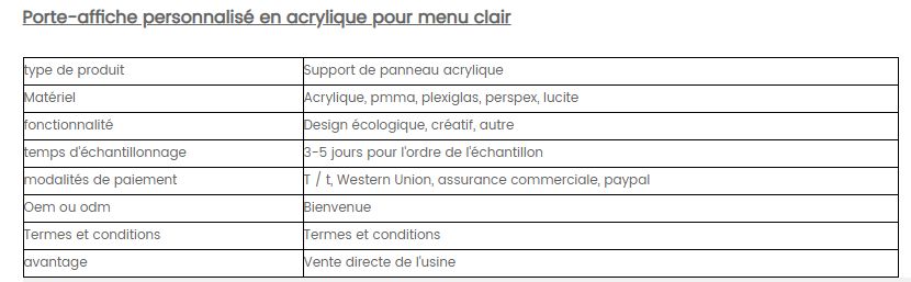 YGL-LSH-02 - Porte-affiche personnalisé en acrylique pour menu - Anhui Yageli Display - 10x15x4 cm - Épaisseur : 3mm, 4mm, 5mm ou personnalisée_3