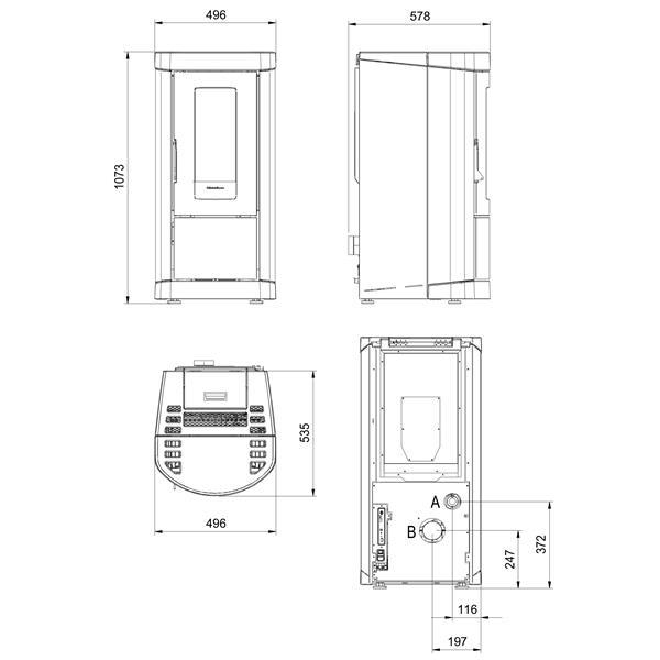 Poêle à granulés Mietta EVO blanc - étanche, électronique, 8 kW, label énergie A+, compatible RT 2012_3