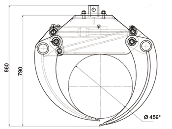 Dk-14 grappin forestier + rotator baltrotor 3 tonnes pour pelleteuse - deleks srl_3