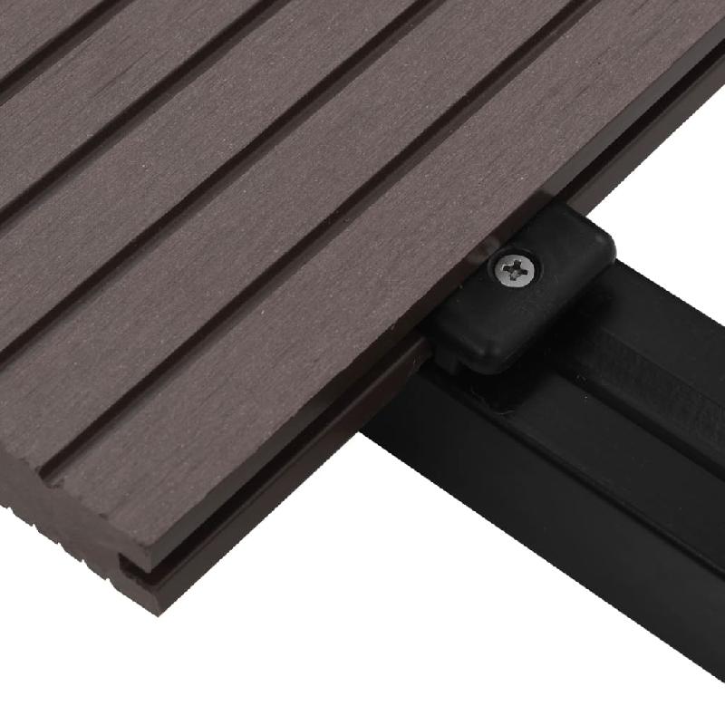 Vidaxl panneaux de terrasse et accessoires wpc 16m² 2,2 m marron foncé 275682_3