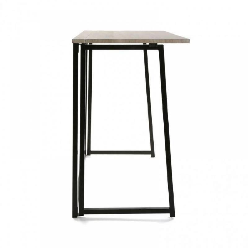 BUREAU STYLE INDUSTRIEL FOLDESK PLATEAU CHÊNE PIED METAL NOIR PLIABLE_3