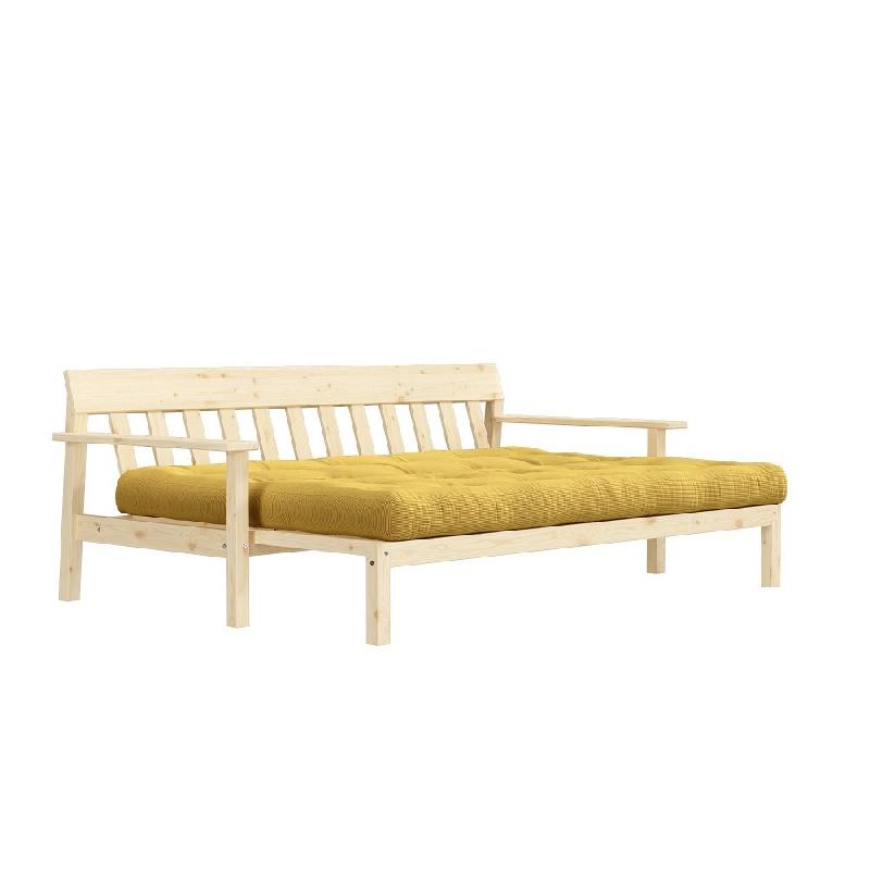 Canapé convertible futon UNWIND - Pin naturel - Coloris miel - 130 x 190 cm - Style scandinave_3