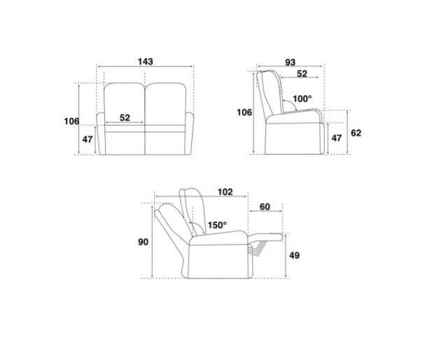 Canapé relax 2 places électrique GELLIN - Microfibre bi-color gris perle et plomb - Têtières électriques synchronisées_3