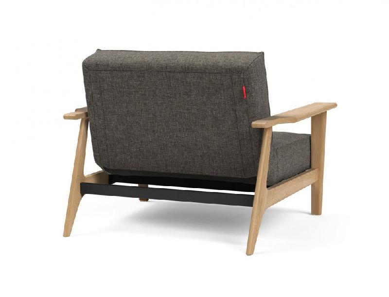 Fauteuil design convertible lit Innovation Living Splitback Frej Flashtex Dark Grey - 90x115 cm - Accoudoirs chêne clair_3