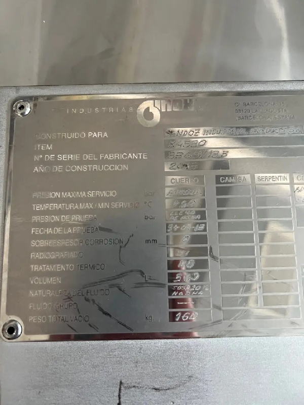 Réacteur inox ginox 500 litres d'occasion - référence : c9805_3