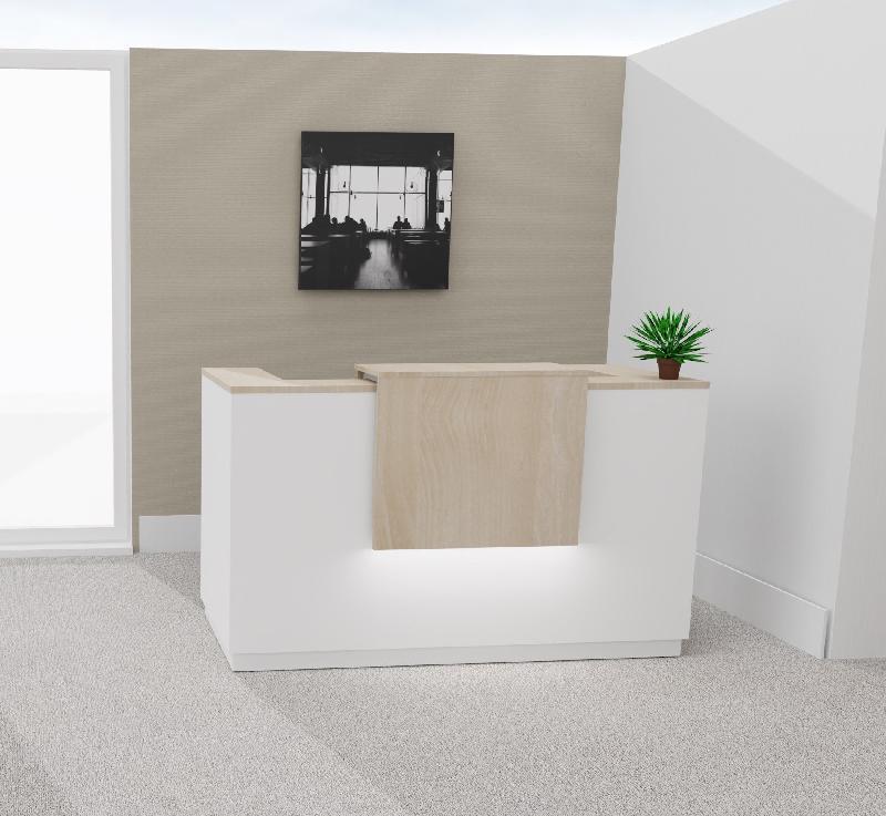 Bureau de réception accueil Delta Plus - Mobel Linea - 144, Blanc, Oui, Acacia clair_0