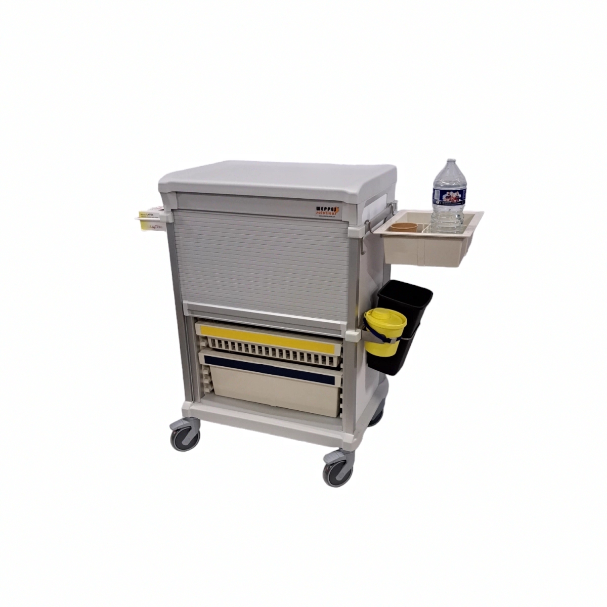 Chariot de soins modulaire, avec fermeture à rideau ergonomique pour le stockage des médicaments et fournitures médicales - WEECART_3