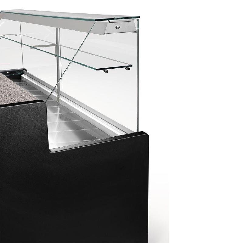Comptoir réfrigéré vitrine à vitre droite 90° - Réserve intégrée - Noir - Référence RO20/B5-R2_3