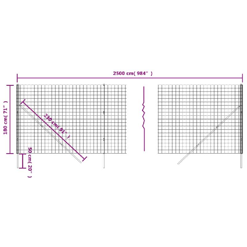 Vidaxl clôture en treillis métallique anthracite 1,8x25 m 154237_3