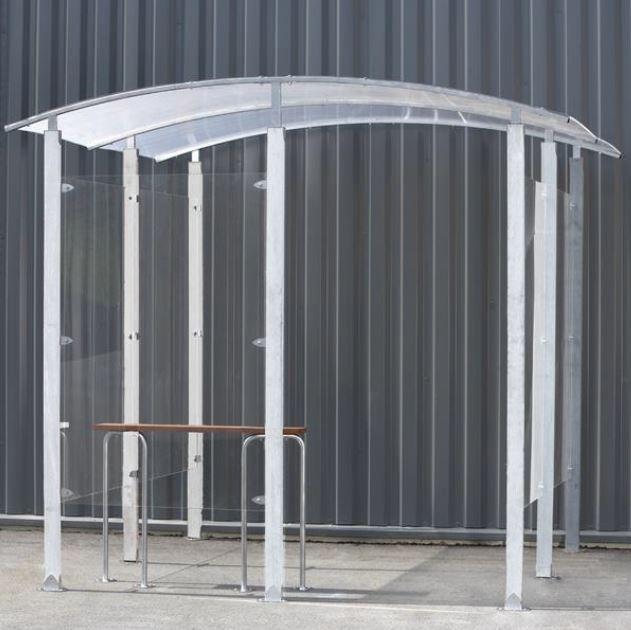 Abri Rock - Piliers en acier zingué, parois en plexi transparentes, toit en polycarbonate alvéolaire_3