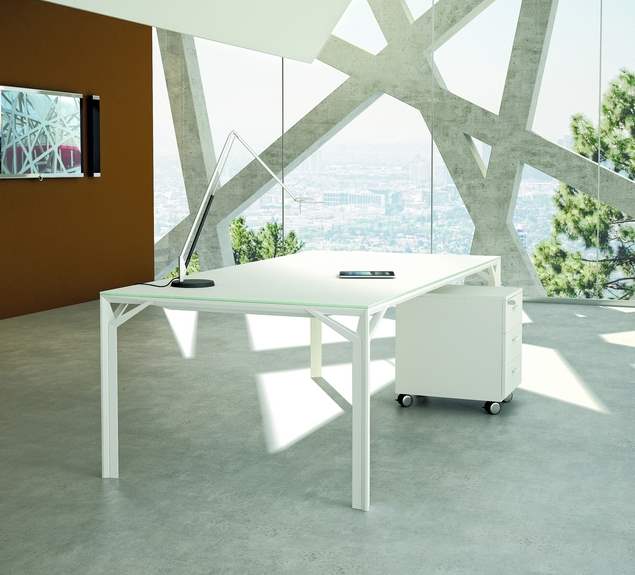 Bureau de direction en mélamine ou verre laqué - Charmant, rigoureux et simple - X8_3