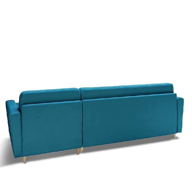 Canapé d'angle Virgola convertible express - couchage 160 cm - matelas 16 cm - tissu bleu turquoise - design scandinave_3