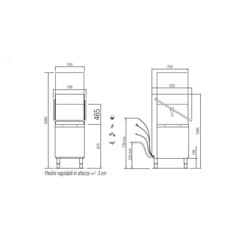 Lave-vaisselle à capot Panier 500x600mm Commandes électroniques LCD RIVER Elettrobar Furnotel_3