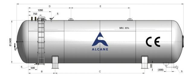 LPG Tanks - Citerne à gaz réservoir fixe aérien - AlcanE - diamètre 2400 mm - stockage GPL et fuel - normes applicables_3