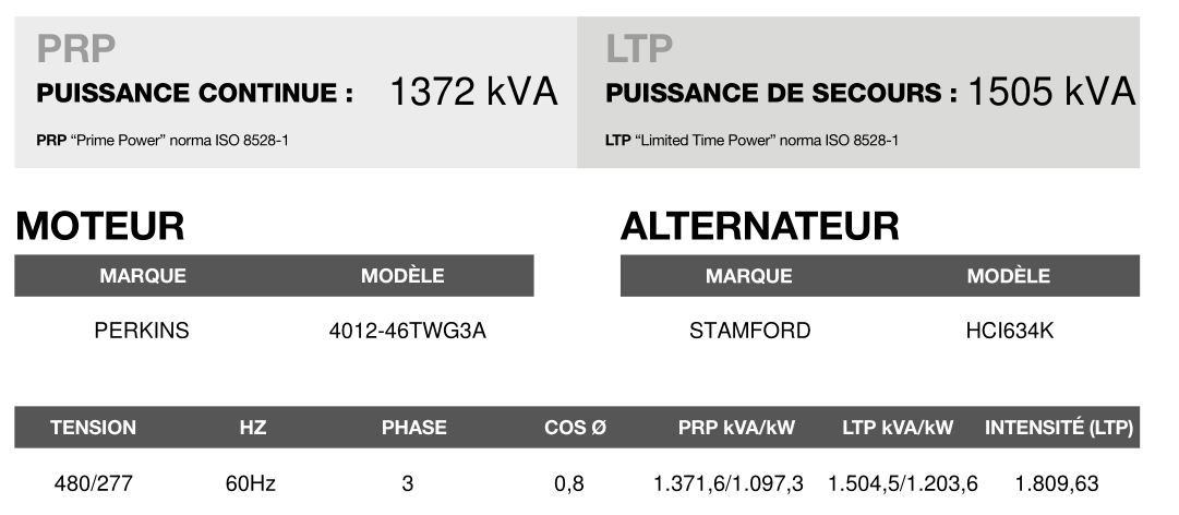AP-1520 60 Hz triphasé - Groupe électrogène en container Inmesol, 1372 kVA PRP / 1505 kVA LTP - Moteur Perkins_3