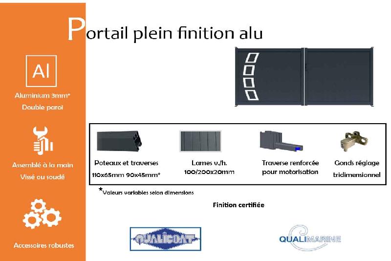 Portail battant plein finition aluminium - 3500 / 1400_3