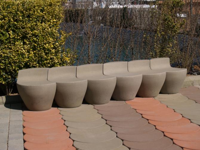 Banc en béton Cuc modulaire avec assise en ciment blanc ou gris Green Seal - 65 x 55,6 x 57 cm_3