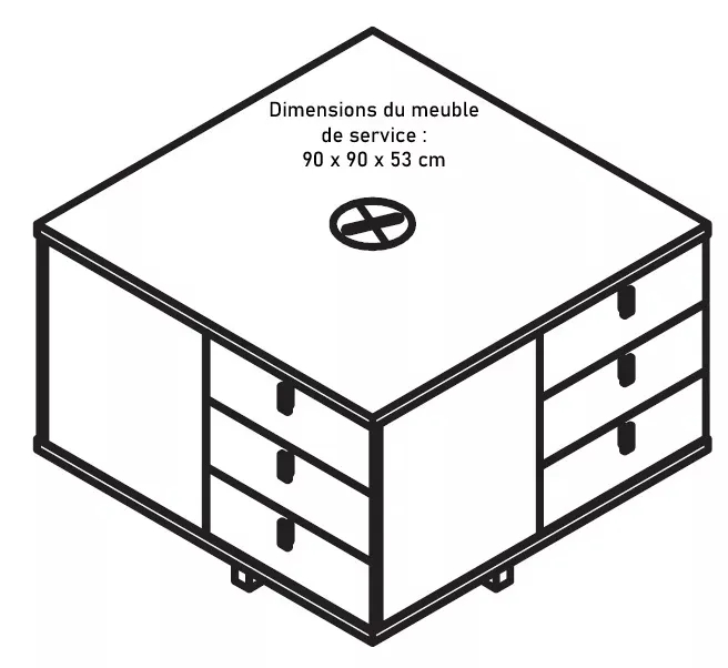 Bureau Exécutif design italien et meuble de service 2 caissons 3 tiroirs - 2 modules ouverts So Terra_3