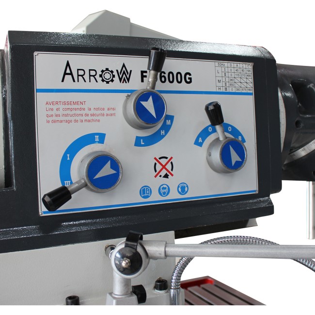 Fraiseuse conventionnelle ARROW FU600G - Idéale pour ateliers de mécanique - Tête universelle Huron - 0009745_3