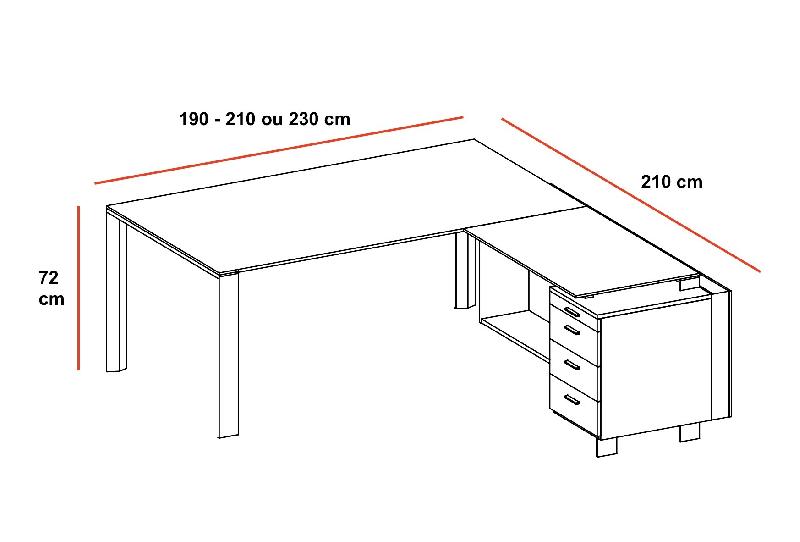 Bureau X7 avec plateaux laqués - Officity. - 190, Blanc, Droite_3