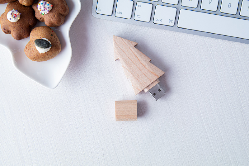 Clé USB publicitaire en bois - forme sapin de Noël - 8/16/32GB_3