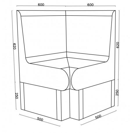 Banc angle arrondi 600 x 586 x 870 mm avec dossier XPS prêt à carreler - Hammam et salle de bain Valstorm_3