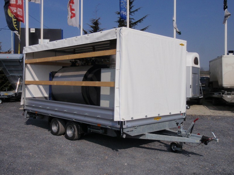 Remorque plateau Humbaur HT 255124 - 2 essieux, ridelles alu et roues dessous_3