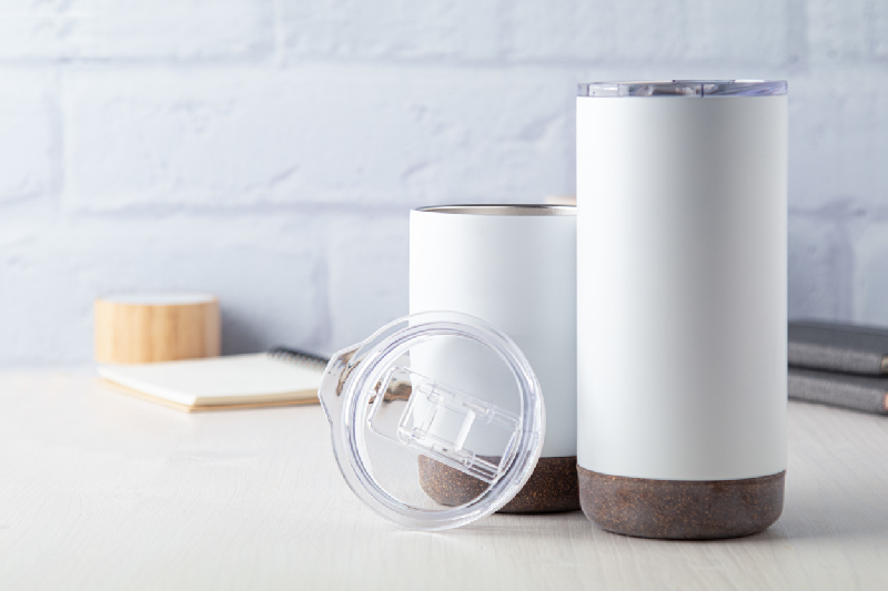 Mug thermos - isotherme à double paroi en acier inoxydable - 380 ml avec couvercle et base en liège_3