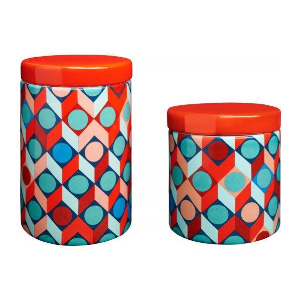 Isto - Boîte en faïence 11cm à motifs géométriques pop et rétro - Réf. 807314_3