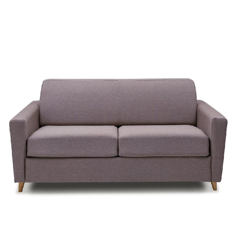 Canapé convertible express VIRGOLA - Matelas 16 cm - Sommier à lattes 140 cm - Tissu tweed taupe - Design scandinave_3