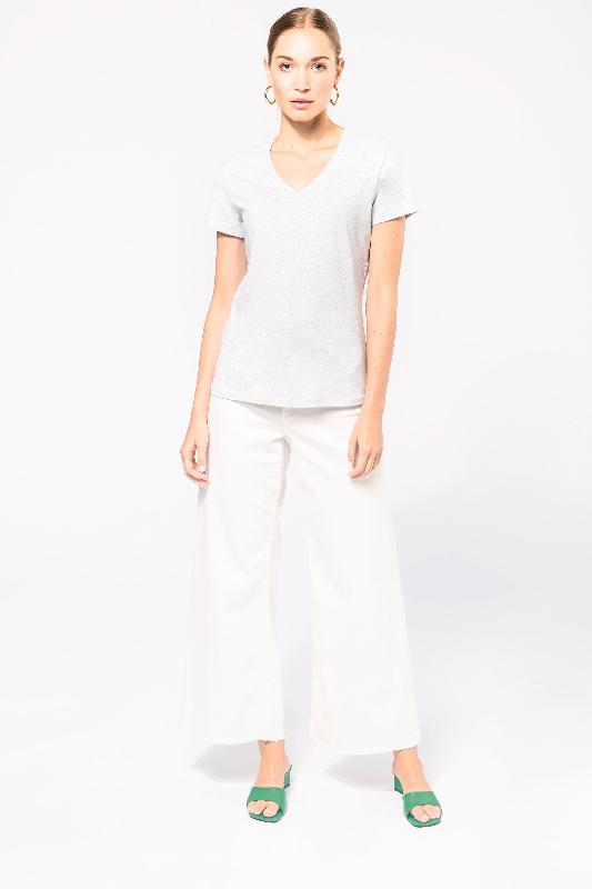 T-shirt col V manches courtes femme - Réf: K381 - Kariban - 100% coton ou mélange coton/viscose - Coupe cintrée_3