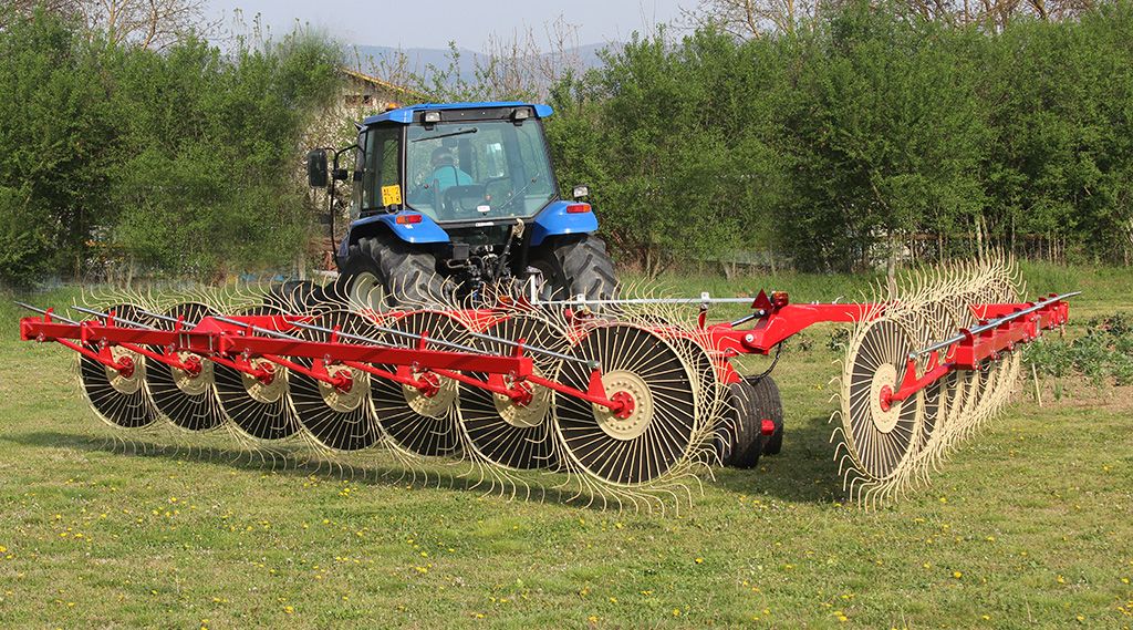 Machine d’andainage Enorossi avec bras à mouvement indépendant