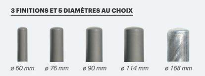 Potelet en acier galvanisé, peint sur galva ou zinc - Tube acier Ø60, 76, 90, 114 ou 168 mm - Carrefour_3