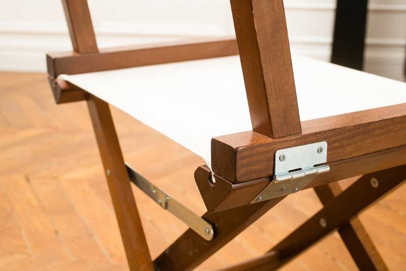 Régisseur - Chaise pliante en bois - Hêtre première qualité - Lasure Noyer - Assise et dossier coton écru_3