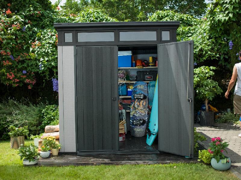 Abri de jardin en résine - Brossium monopente 4,7 m² - Gris brossé_3